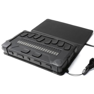 Image of the Brailliant BI 20X case with the flap open