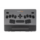 Top view of a HumanWare BrailleNote evolve with control buttons and a braille display.