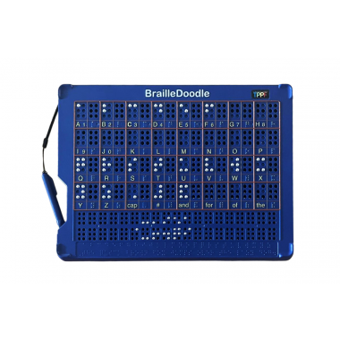 BrailleDoodle tablet showing the braille alphabet and symbols.