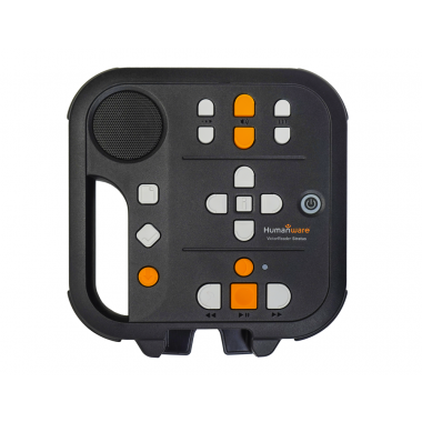 Side view of the Victor Reader Stratus12 M Daisy MP3 player device.